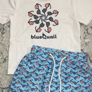BlueQuail Kids patriotic Swim Set - White and Blue